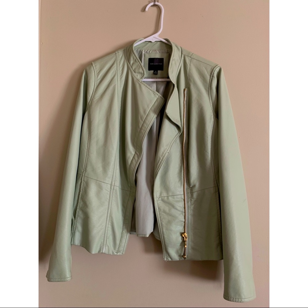 The Limited mint green faux leather jacket.